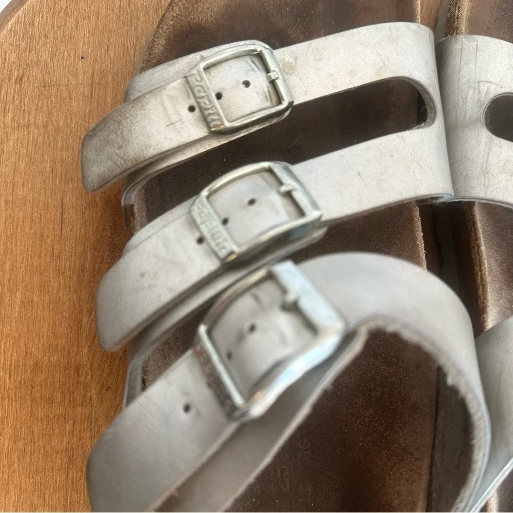 Birkenstock Papillio Florida Silver Sandal Womens Size  39 US 8 Triple Strap - Picture 7 of 11